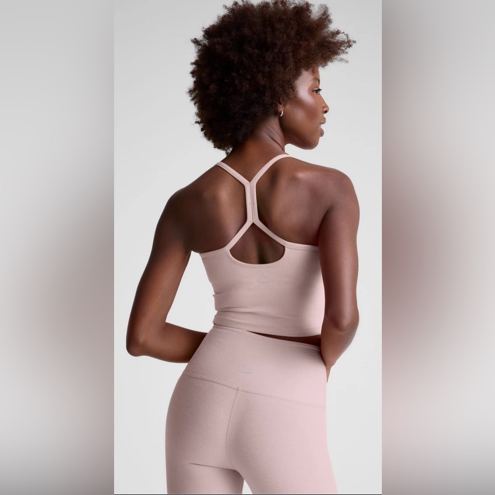 NWT Beyond Yoga Pale Pink Heather Set: Slim Racerback Tank + Midi Leggings - Picture 3 of 6